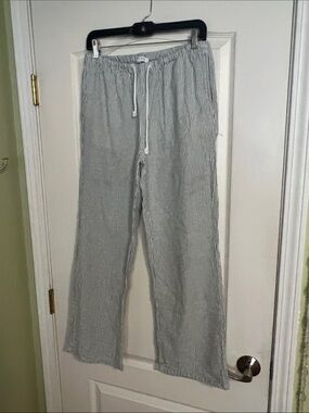 Love Tree Women’s Green & White Stripe Drawstring Joggers